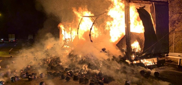 Bolu'da tır yangını
