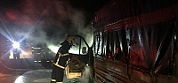 Merzifon'da seyir halindeki kamyonette çıkan yangın ekiplerce söndürüldü