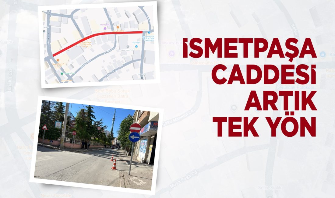Bafra’nın en işlek bölgelerinden biri olan İsmetpaşa Caddesi’nde trafik düzenlemesine