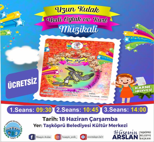 Taşköprü Belediyesi, karne heyecanı yaşayacak olan ilkokul öğrencilerini tiyatro ile