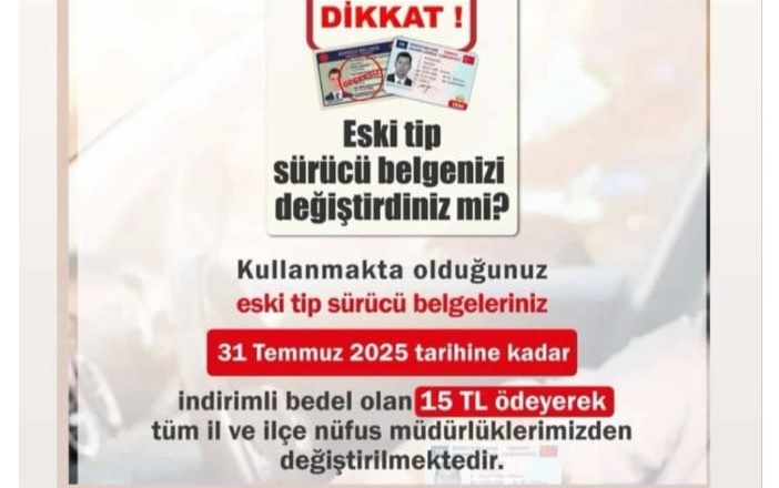 1 Ocak 2016 tarihinden önce alınan eski tip sürücü belgelerinin
