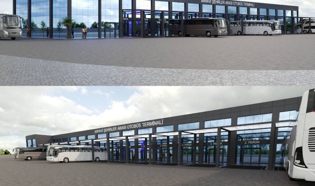 Arhavi Belediyesi yeni şehirler arası otobüs terminalinde dış cephe düzenleme