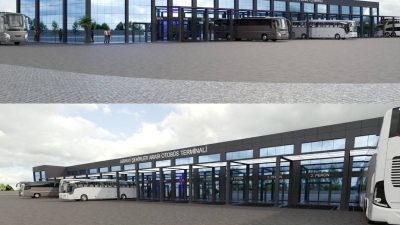 Arhavi Belediyesi yeni şehirler arası otobüs terminalinde dış cephe düzenleme