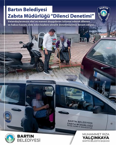 Bartın Belediyesi Zabıta Müdürlüğü’ne bağlı sivil ekipler, kent genelinde dilencilikle