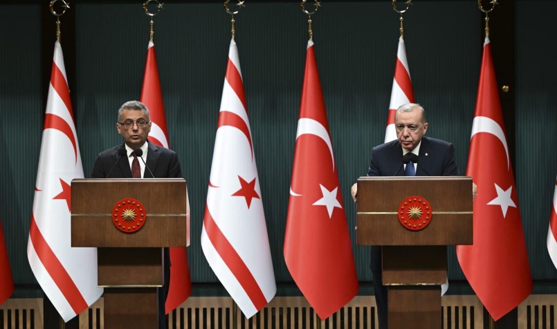 Cumhurbaşkanı Erdoğan, KKTC Cumhurbaşkanı Erhürman ile ortak basın toplantısında konuştu Cumhurbaşkanı Erdoğan: “Kıbrıs meselesine en gerçekçi çözümün Ada’da iki devletin