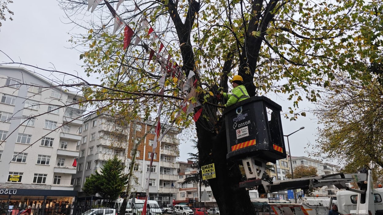 Ordu Büyükşehir Belediyesi ekipleri, parklar ve yol kenarlarındaki uzun boylu