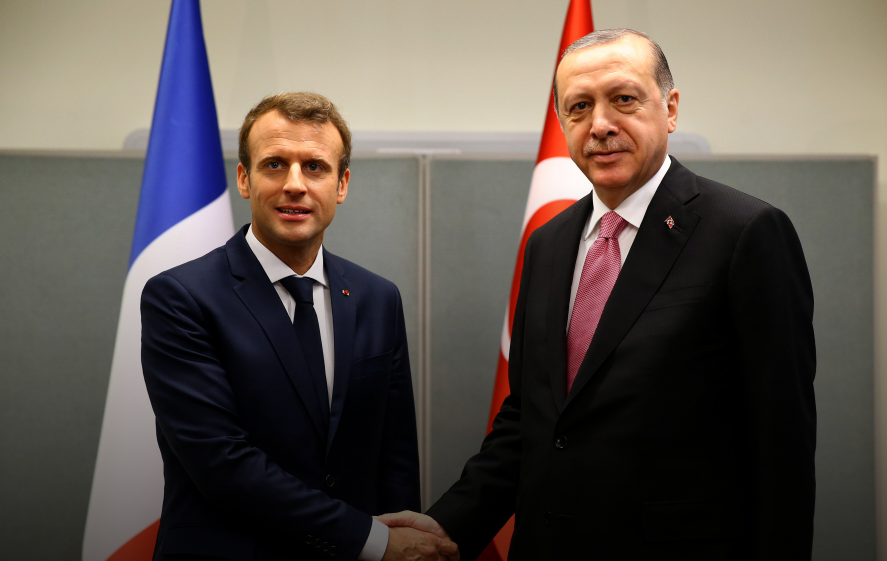 Cumhurbaşkanı Recep Tayyip Erdoğan, Fransa Cumhurbaşkanı Emmanuel Macron ile bir