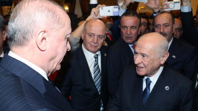 Cumhurbaşkanı Recep Tayyip Erdoğan, Meclis Tören Salonu’nda, TBMM Başkanı Numan