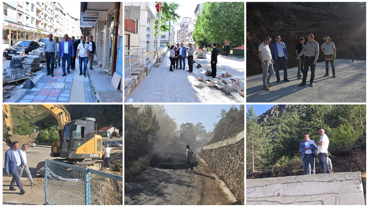 Başkanımız, Şehrimizin muhtelif bölgelerinde devam eden yol genişletme, taş duvar,