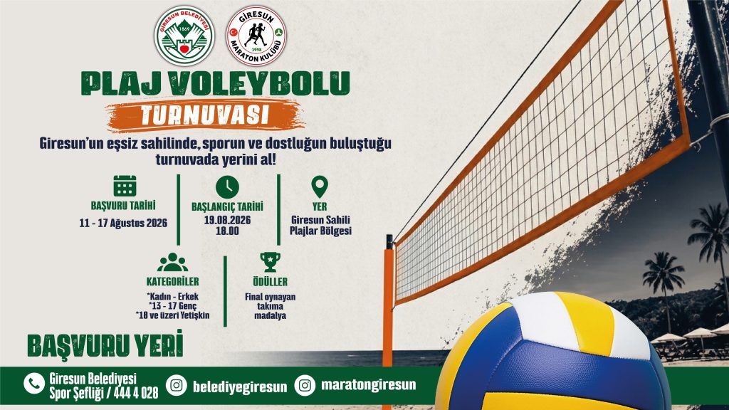 Giresun Belediyesi, Giresun Maraton Kulübü iş birliğiyle düzenleyeceği Plaj Voleybolu